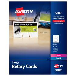 Avery Large Rotary Cards Uncoated Two Sided Printing 3 X 5 150 Cards 5386