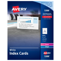 Avery Index Cards Uncoated Two Sided Printing 3 X 5 150 Cards 5388