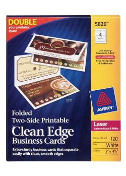Avery(R) Clean Edge(R) Printable Business Cards with Sure Feed Technology,  2 x 3-1/2, Ivory, 200 Blank Cards (05876)