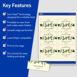 Avery Small Tent Cards Uncoated Ivory Two Sided Printing 2 X 3 1 2 160 Cards 5913