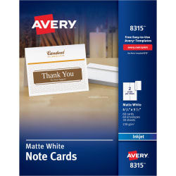 Avery Note Cards Matte Two Sided Printing 4 1 4 X 5 1 2 60 Cards 8315