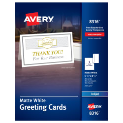 Avery Half Fold Greeting Cards Matte 5 1 2 X 8 1 2 30 Cards 8316