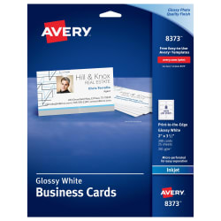Avery Business Cards Print To The Edge Glossy Matte Back Two Sided Printing 2 X 3 1 2 200 Cards 8373