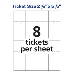 Avery Printable Tickets With Stubs 2 1 8 X 5 1 2 Laser Inkjet 200 Blank Tickets 16431 Avery Com
