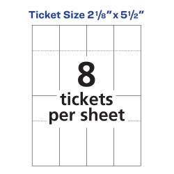 avery printable tickets with stubs 2 1 8 x 5 1 2 laser inkjet 200 blank tickets 16431 avery com