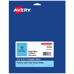 Avery® Printable Tickets with Stubs, Bright Yellow, 1-3/4