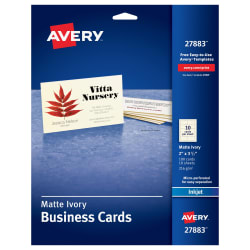 Avery Ivory Business Cards 2 X 3 1 2 Sure Feed Inkjet 250 Cards 8376