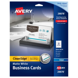 Avery Clean Edge Business Cards True Print Matte Two Sided Printing 2 X 3 1 2 90 Cards 28878