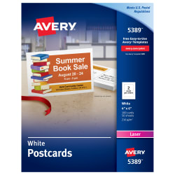Avery Postcards Uncoated Two Sided Printing 4 X 6 100 Cards 5389