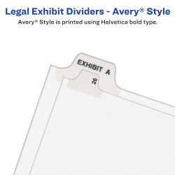 Pack of 25 Side Tab 12 Avery Style 11922 Avery Individual Legal Exhibit Dividers White 8.5 x 11 inches 