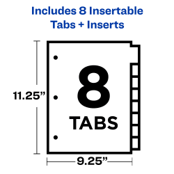 Set of 8 Multicolored Tabs Business Source Insertable Tab Divider 