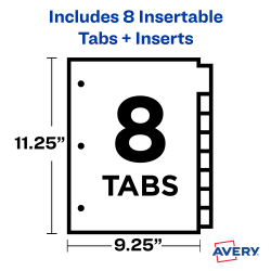 Insertable Multicolor Big Tabs 11906 Avery 5-Tab Plastic Binder Dividers with Pockets 1 Set 