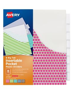 Avery Big Tab Insertable Dividers 8 Tab Set Multicolor 11192 Avery Com