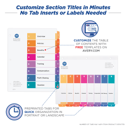 Avery Customizable Table Of Contents Dividers Ready Index Printable Section Titles Preprinted 1 8 Multicolor Tabs 3 Sets 11071