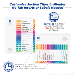 Avery Customizable Table Of Contents Dividers Ready Index Printable Section Titles Preprinted 1 15 Multicolor Tabs 3 Sets 11074