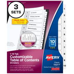 Avery ReadyIndex Trennblätter mehrfarbiges Inhaltsblatt mit passenden Mylar-Reitern 10-teilig