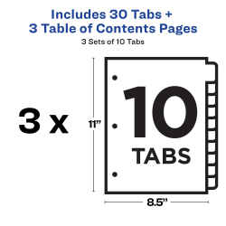 10-Tab 11082 3 Sets Avery EcoFriendly Ready Index Table of Contents Dividers 10-Tab 11082 3 Sets Avery EcoFriendly Ready Index Table of Contents Dividers
