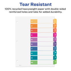 10-Tab 11082 3 Sets Avery EcoFriendly Ready Index Table of Contents Dividers 10-Tab 11082 3 Sets Avery EcoFriendly Ready Index Table of Contents Dividers