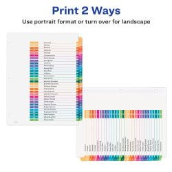 Avery® Ready Index® Eco-Friendly 31 Tab Binder Dividers, Customizable Table  of Contents, 1 Set (11084)