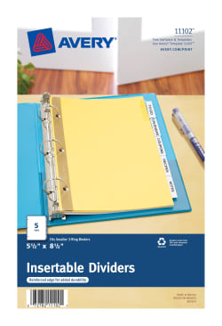 Details about   AVERY  WorkSaver  Pocket Dividers  5 Insertable Tabs  Get Organized New in Pkg 