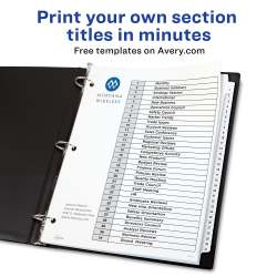 Avery® Ready Index® 31 Tab Binder Dividers, Customizable Table of Contents,  Classic White Tabs, 1 Set (11128)
