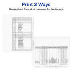 Avery® Ready Index® 31 Tab Binder Dividers, Customizable Table of Contents,  Classic White Tabs, 1 Set (11128)