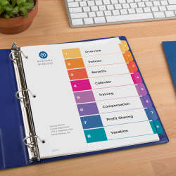 Avery® Ready Index® 8 Tab Binder Dividers, Customizable Table of Contents,  Multicolor Tabs, 1 Set (11133)