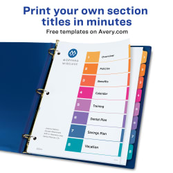 Avery Ready Index 8 Tab Extra Wide Binder Dividers Multicolor Tabs 1 Set 11163 Avery Com