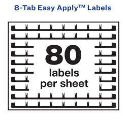 Avery® Print & Apply Clear Label Sheet Refills, Index Maker® Easy Apply™  Labels, 8-Tab, 3 Sheets (11226)