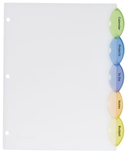 Avery Style Edge Insertable Plastic Dividers 5 Tab Set Multicolor 11387