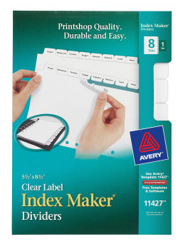 Avery® Print & Apply Clear Label Mini Dividers, Index Maker® Easy Apply™  Printable Label Strip, 5-1/2