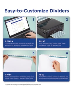 Avery Print Apply Clear Label Dividers Index Maker Easy Apply Printable Label Strip 12 White Tabs 5 Sets 11429