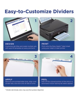 Avery Print Apply Clear Label Dividers Index Maker Easy Apply Printable Label Strip 3 White Tabs 25 Sets 11445