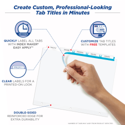 Avery Print Apply Clear Label Dividers Index Maker Easy Apply Printable Label Strip 5 White Tabs 25 Sets 11446