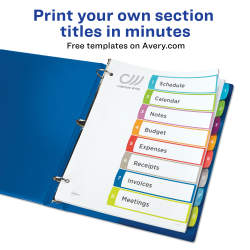 Avery® Ready Index® 8 Tab Binder Dividers, Contemporary ...