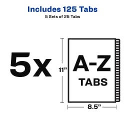 Avery® A-Z Legal Exhibit Dividers for 3 Ring Binders, 25-Tab Set, Allstate®  Style, 1 Binder Divider Set (01700)