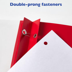 Avery® Durable Clear Front Report Covers with 3 Double-Prong Fasteners,  Holds up to 25 Sheets, 25 Red Covers (47964)