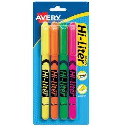 Avery Hi-Liter® Pen-Style Assorted Colors, 6 Highlighters (23585)