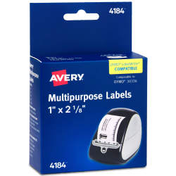 Avery Direct Thermal Multipurpose Labels 1 X 2 1 8 White Permanent 1 Roll 500 Labels 4184