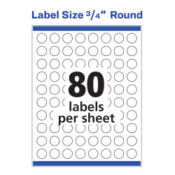 Avery® Matte White Round Labels with Sure Feed™, ¾