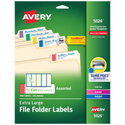 Avery Extra Large File Folder Labels Assorted Colors 15 16 X 3 7 16 450 Labels 5026 Avery Com