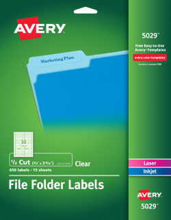 NEW 248 Avery File Folder Labels 1/3 cut Self Adhesive #05215  Assorted color 
