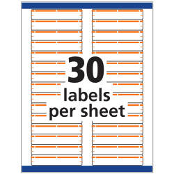 TrueBlock® File Folder Labels, 2/3” x 3-7/16”, 750 Printable Labels,  Permanent Adhesive, White/Orange (5166)