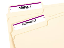 File Folder Labels on 4” x 6” Sheets, Easy Peel, White/Purple ...