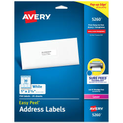 Avery® Easy Peel® Address Labels, Sure Feed™ Technology, Permanent  Adhesive, 1