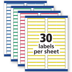 Avery Trueblock File Folder Labels Sure Feed Technology Permanent Adhesive Assorted Colors 2 3 X 3 7 16 750 Labels 5266