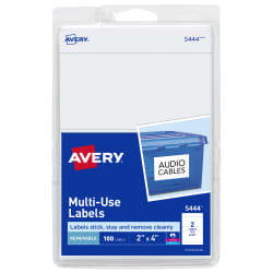 Avery Removable Labels Removable Adhesive 2 X 4 100 Labels 5444