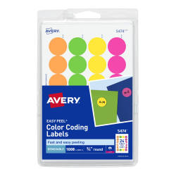 Avery® Removable Color-Coding Labels, 3/4