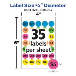 Avery® Garage Sale Stickers, 3/4 Inch Round Stickers ...
