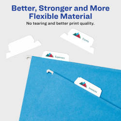 Avery® Printable Hanging File Folder Tabs, 1/5 Cut, White, 90 ...